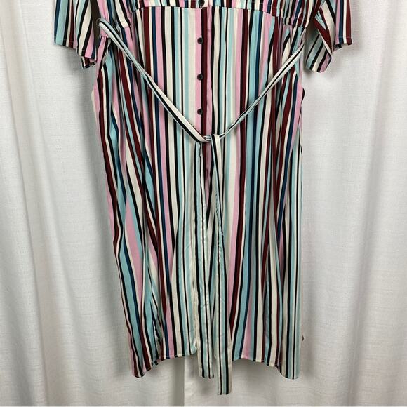 Torrid White, Purple&Pink Stripe Challis Button Front Shirt Dress Sz.4 NWT - Picture 7 of 16